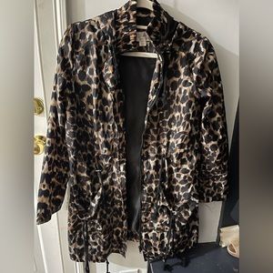 Animal print rain jacket coat women size small with hood